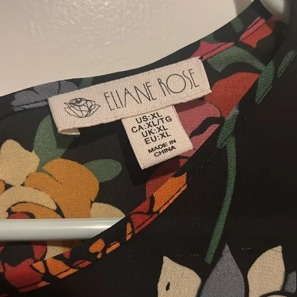 Elaine Rose multicolor Flower peasant blouse button details on back & sleeves XL - Picture 7 of 10